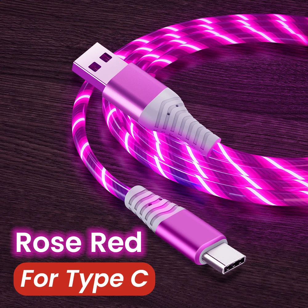 Cable de carga rápida MVQF 5A con luz LED brillante, cable de datos micro USB tipo C, cable de luz LED tipo C para Huawei y Xiaomi.