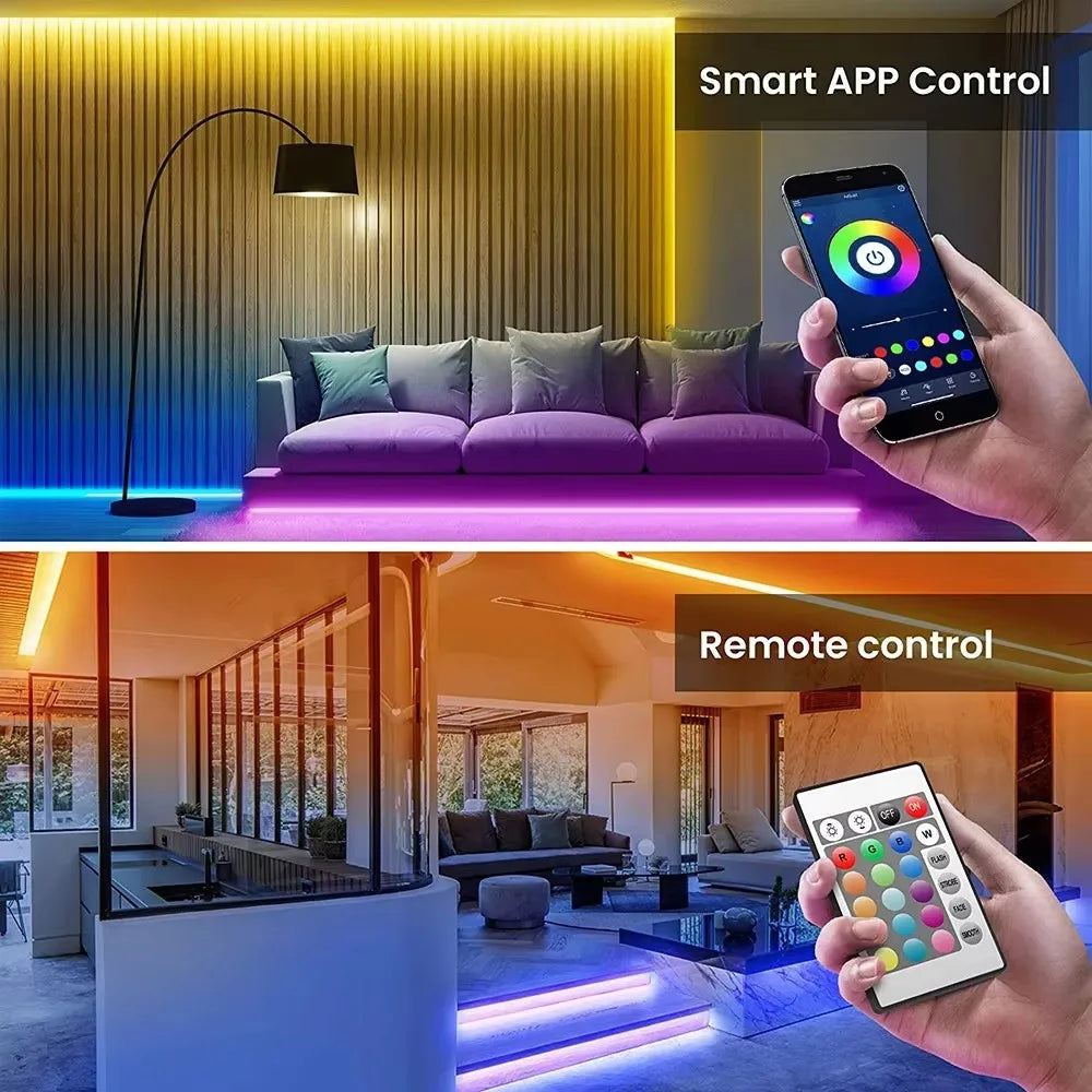 Tira de luces LED RGB con WiFi para sincronizar música en la habitación, 10 m, 20 m y 30 m, flexible, ideal para dormitorio, juegos, decoración, retroiluminación de TV.