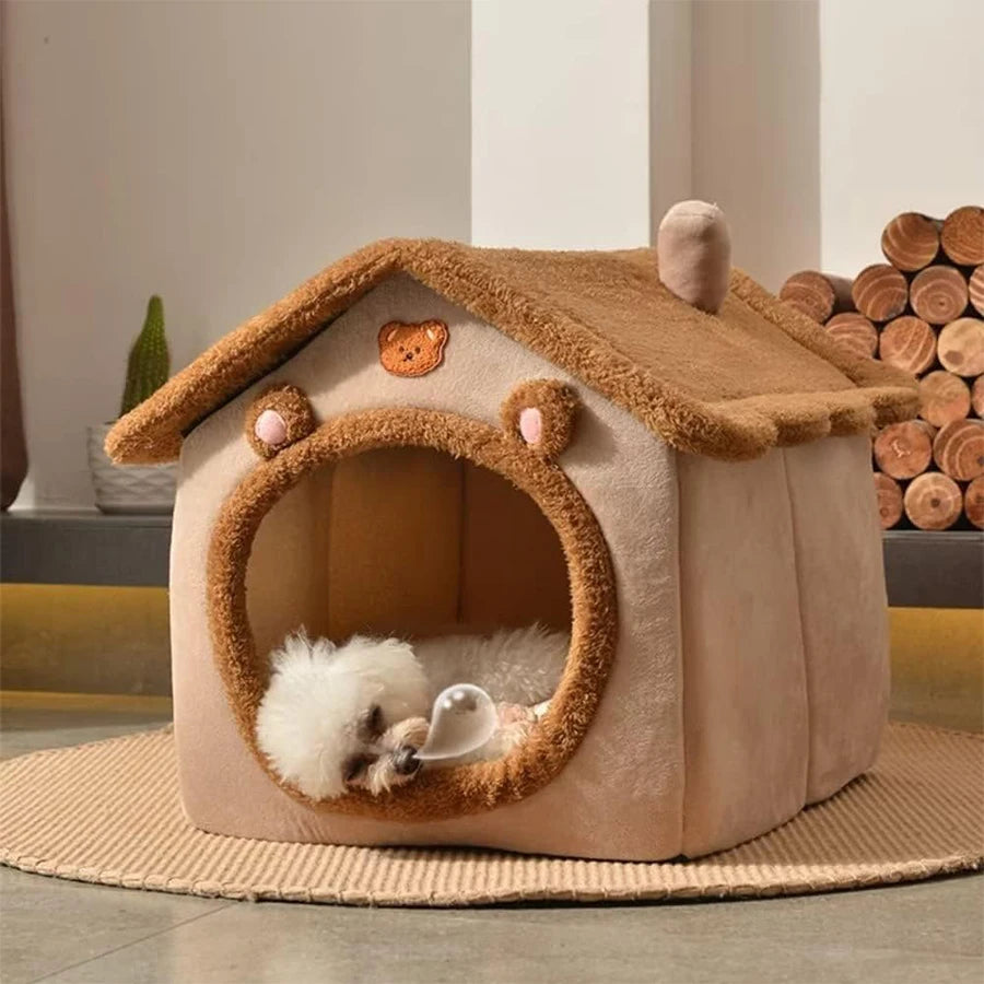 Casa plegable para mascotas, para dormir, de invierno, extraíble y lavable, para gatos, cueva para cachorros, sofá, cama para perros pequeños y gatos medianos.