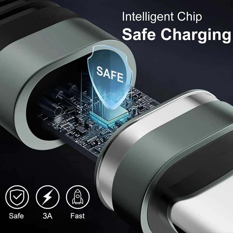 Cable de datos USB C de carga rápida de 3 A para iPhone 17, 16, 15 Pro Max, iPad Pro, MacBook, Samsung, Huawei, tipo C, Carplay, cable trenzado de nailon.