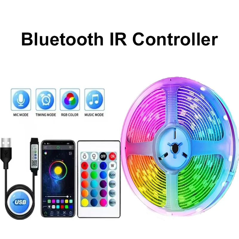 Tira de luces LED RGB con WiFi para sincronizar música en la habitación, 10 m, 20 m y 30 m, flexible, ideal para dormitorio, juegos, decoración, retroiluminación de TV.