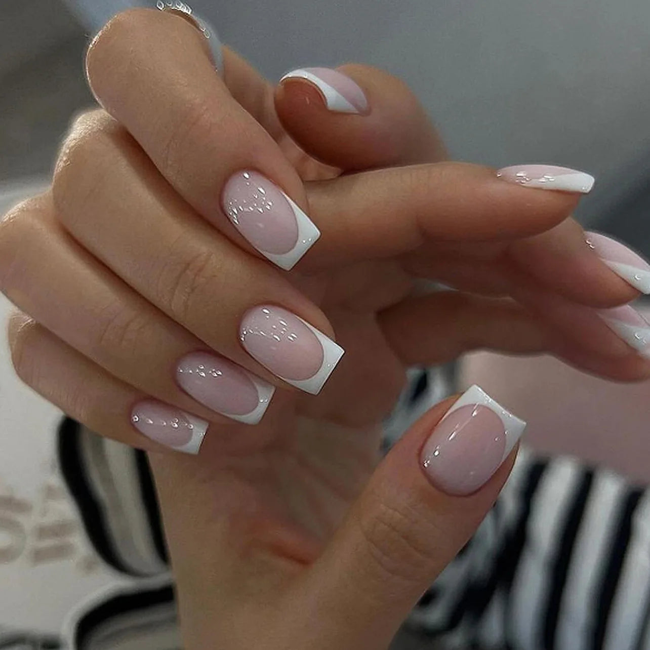 Elegant Pink and White Nails