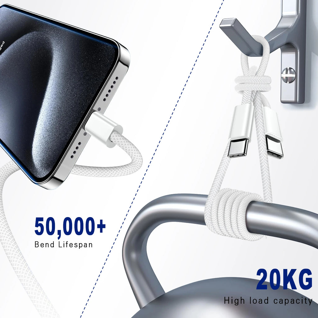 Cable de datos para teléfono móvil, carga rápida tipo C a tipo C, PD 60 W, 1 m, 2 m, para iPhone 15, 16, 17, Samsung, Huawei, USB C a C