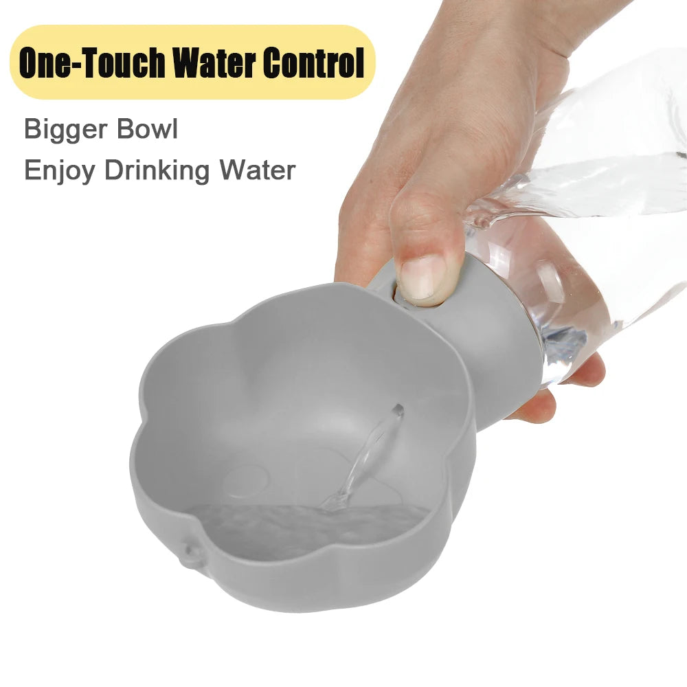 Botella de agua 2 en 1 para perros con recipiente para comida para perros pequeños y grandes, bebedero portátil para exteriores para cachorros y gatos.