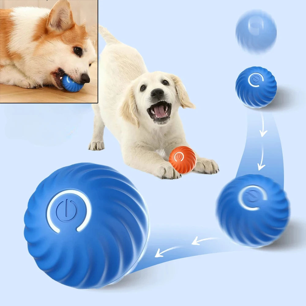 Pelota de juguete para perros automática, con movimiento, rebote y rodadura, USB, juguete interactivo inteligente para cachorros, pelota masticable para perros