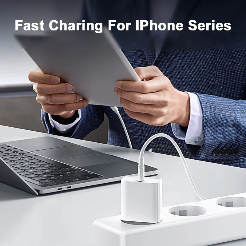 Cargador rápido PD de 30 W para iPhone 14, 13 y 12. Cable de carga rápida USB C a Lightning para iPhone 17, 16 y 15 Pro Max. Adaptador de corriente tipo C.