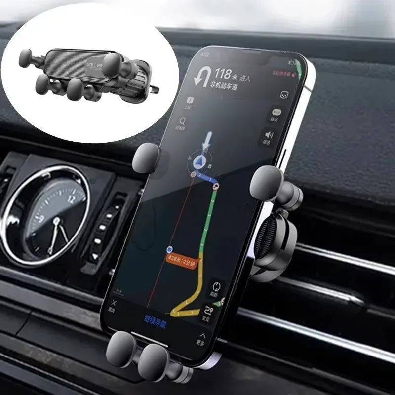 1 soporte para teléfono de coche Gravity: fuerte clip de ventilación para una sujeción segura, soporte ajustable para celular con manos libres.