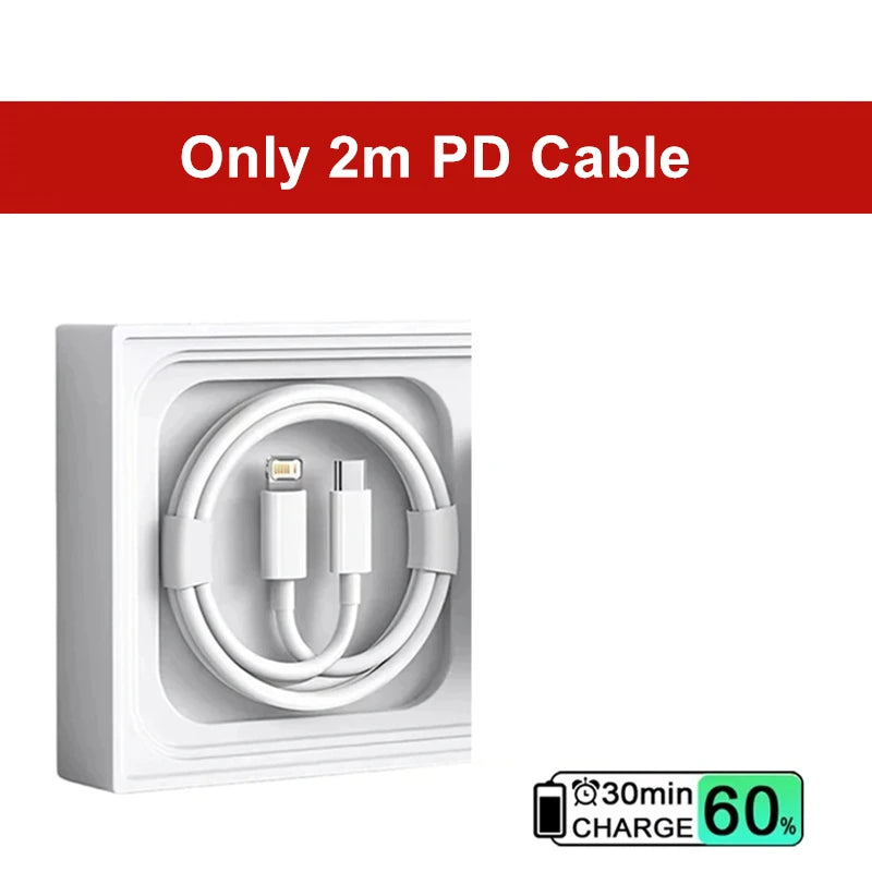Cargador rápido USB-C PD de 35 W para iPhone 13, 14 Pro Max, 11, 12 mini, X, XR, XS Max, 8 Plus, cable de carga rápida de 1 m, 1,5 m y 2 m
