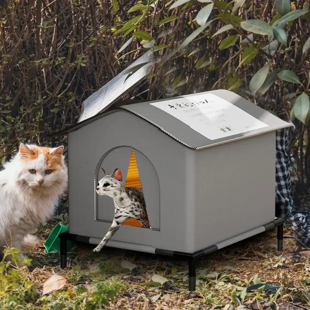 Casa impermeable para gatos callejeros, casas para gatos salvajes al aire libre, tienda de campaña cerrada para mascotas, casa para mascotas resistente al frío, cálida para el invierno en exteriores