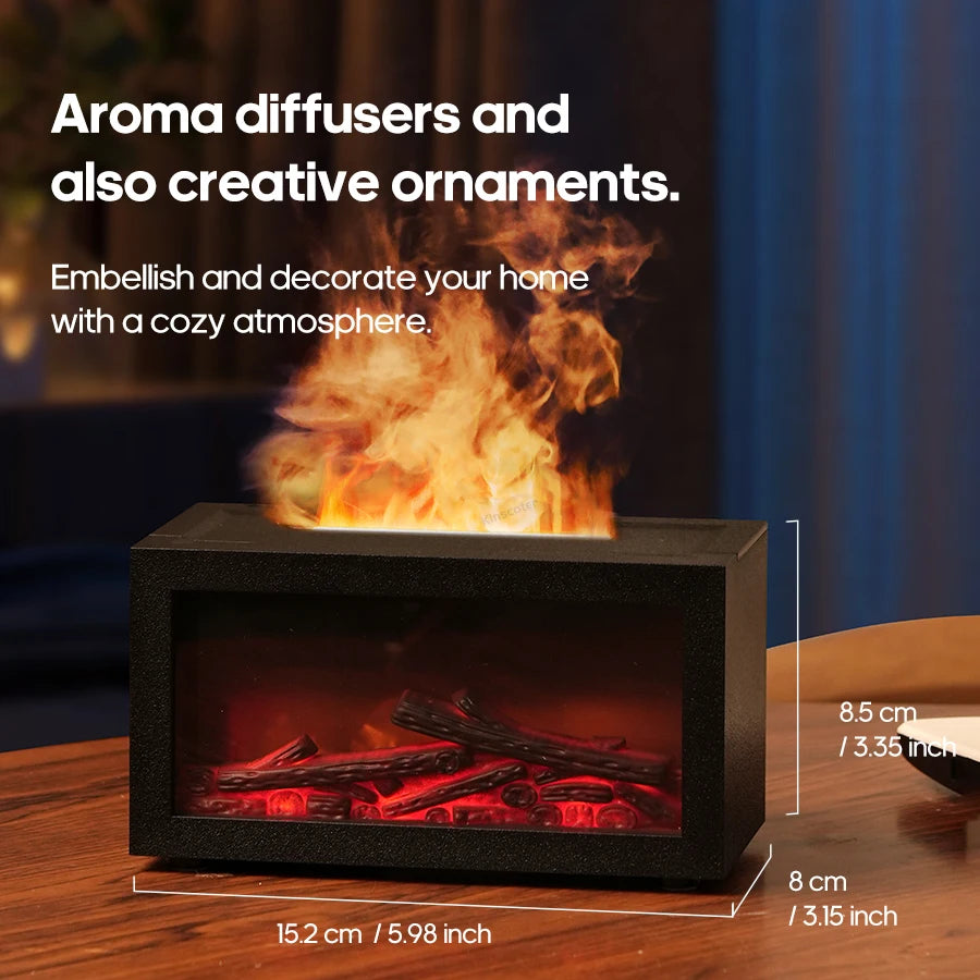 Difusor de aroma con forma de chimenea de 140 ml, humidificador de aire para el hogar, difusor de niebla, aceites esenciales de aromaterapia, luces de colores para regalo.