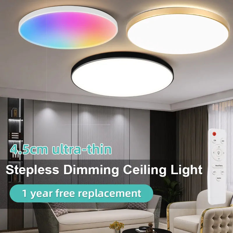 Lámpara de techo LED con atenuación continua, resistente al agua, con control remoto, 30 W, 40 W y 50 W, para sala de estar, dormitorio, cocina.