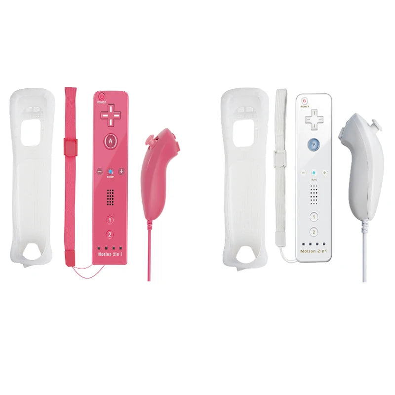 Juego de control 2 en 1 para Nintendo Wii, joystick Motion Plus opcional, control remoto inalámbrico con funda de silicona para videojuegos