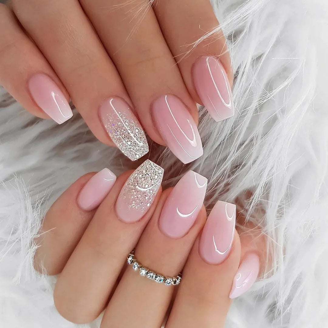 Elegant Pink and White Nails
