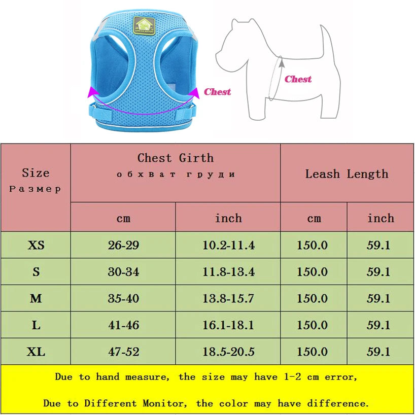 Arnés reflectante para cachorros y gatos, con correa ajustable, de malla de poliéster, para perros pequeños y medianos.