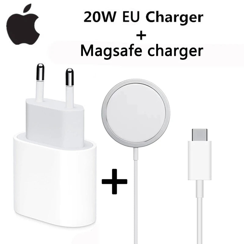 Cargador inalámbrico magnético original de Apple Magsafe tipo C, USB-C de 20 W, cargador rápido para iPhone 16, 16 Pro, 15, 14, 13 y 12 Pro Max.