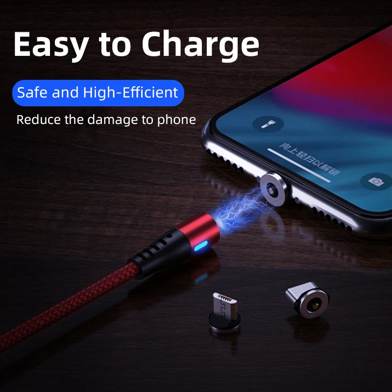 Cable de carga USB magnético AUFU LED, cable USB tipo C para teléfono, cargador magnético para teléfono, micro USB para iPhone 11, 12 Pro Max y Xiaomi