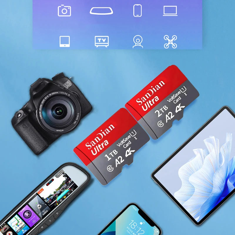 Original Memory Cards 1TB Micro TF Card 128GB 512GB High Capacity Flash Card Class10 High-Speed SD Card for PC/phone/Camera/Mac