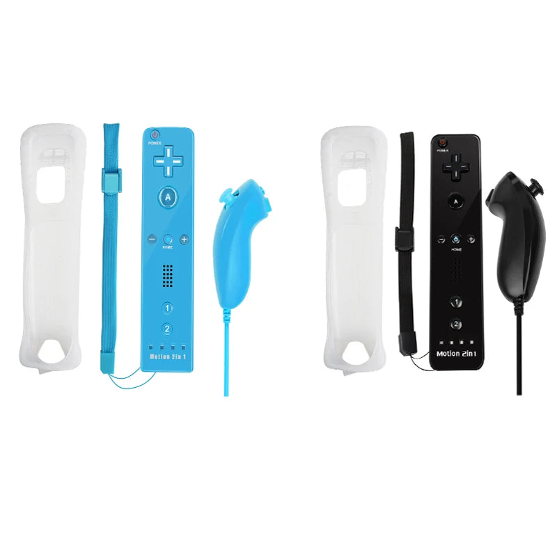 Juego de control 2 en 1 para Nintendo Wii, joystick Motion Plus opcional, control remoto inalámbrico con funda de silicona para videojuegos