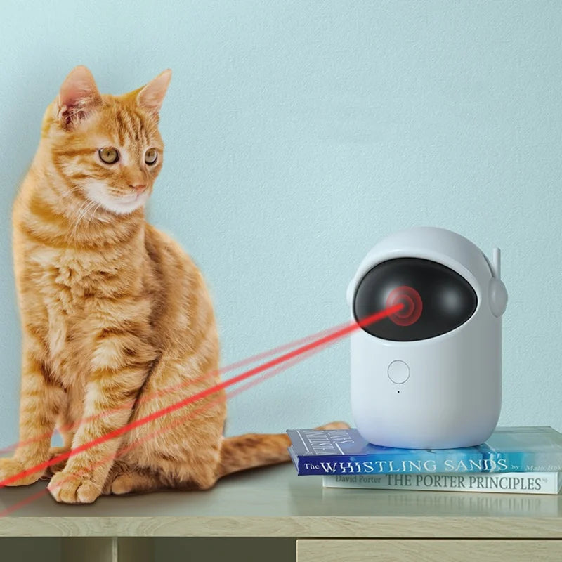 Juguete láser automático para gatos, recargable, con luz láser y rotación automática, interactivo, para mascotas, modo rápido y lento.