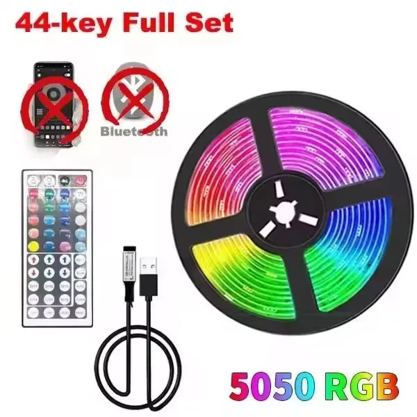 Tira de luces LED USB RGB 5050 SMD de 5 V, con Bluetooth, wifi, control remoto por aplicación, retroiluminación de TV, cinta LED para bodas