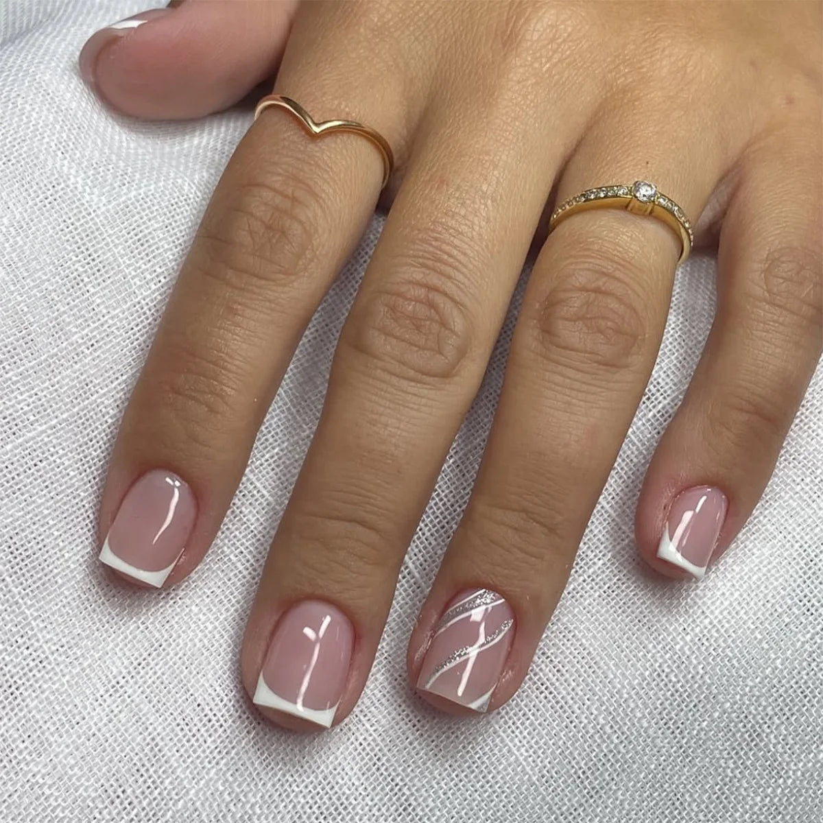 Elegant Pink and White Nails