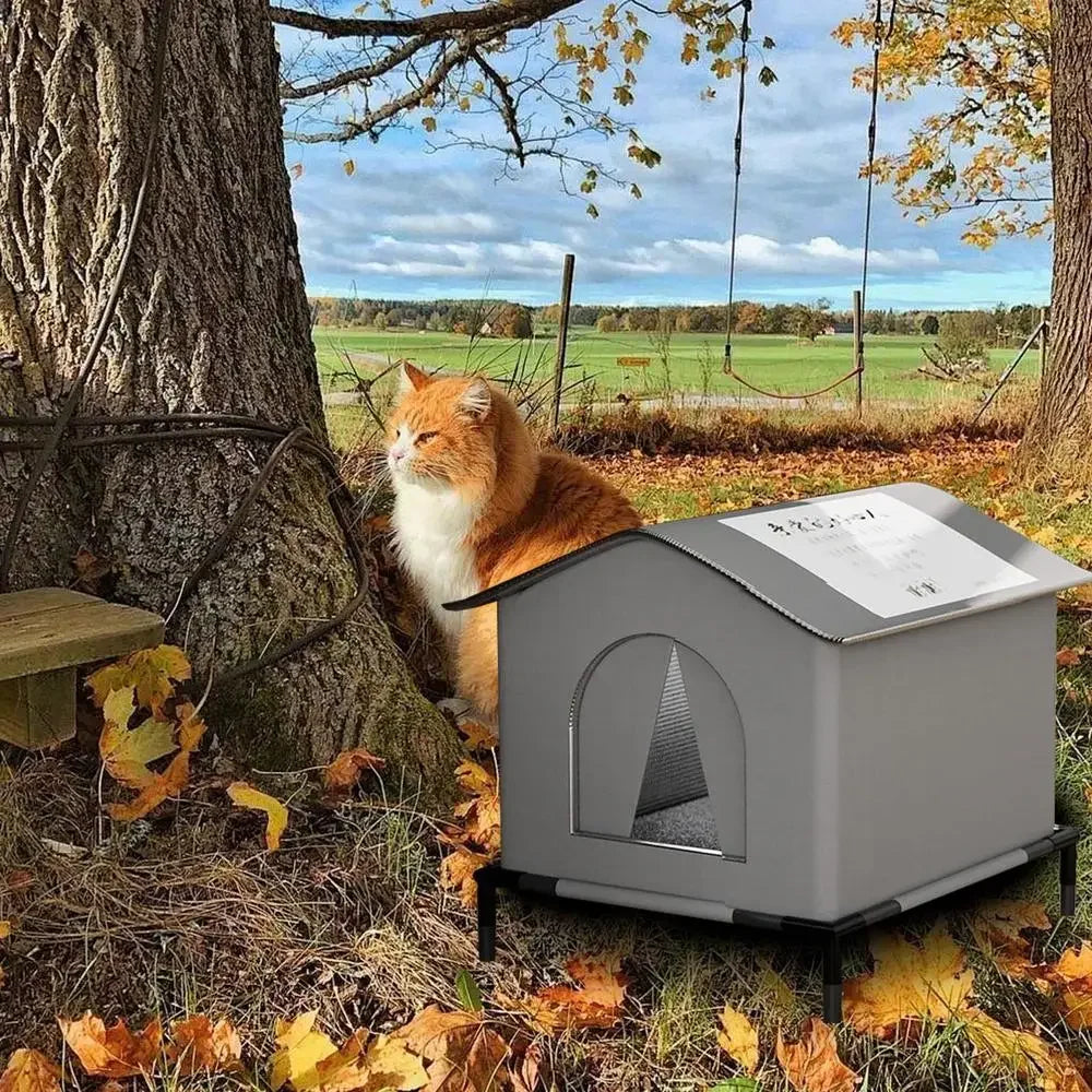 Casa impermeable para gatos callejeros, casas para gatos salvajes al aire libre, tienda de campaña cerrada para mascotas, casa para mascotas resistente al frío, cálida para el invierno en exteriores