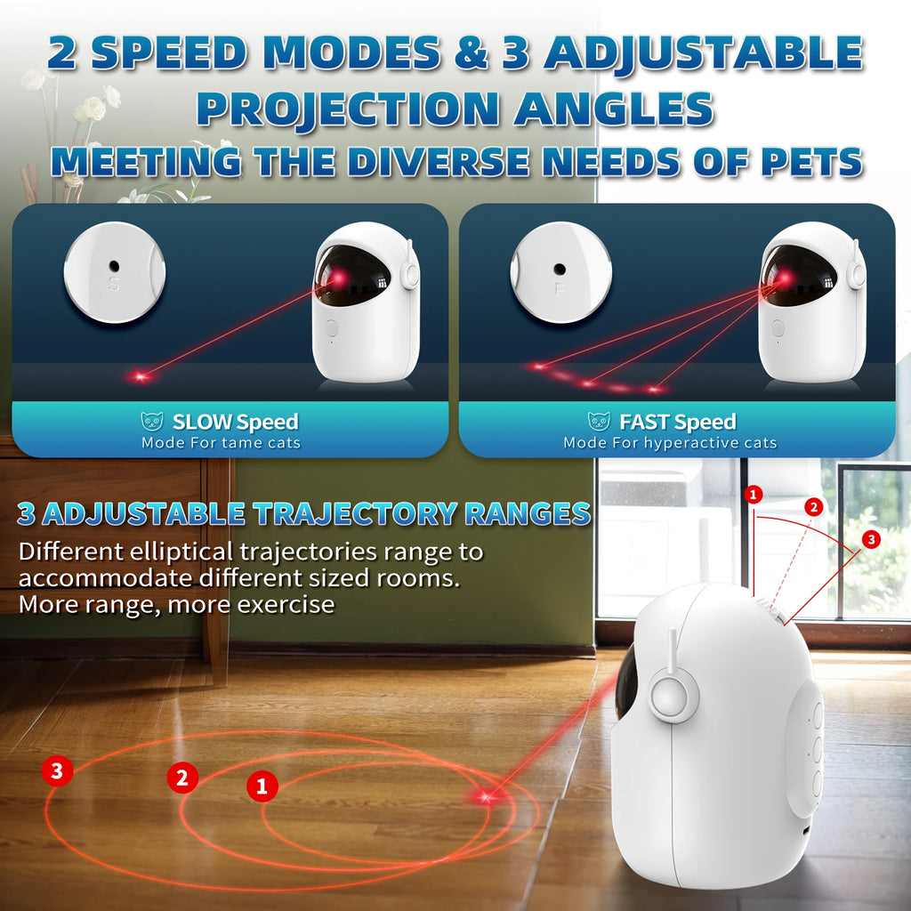 Juguete láser automático para gatos, recargable, con luz láser y rotación automática, interactivo, para mascotas, modo rápido y lento.
