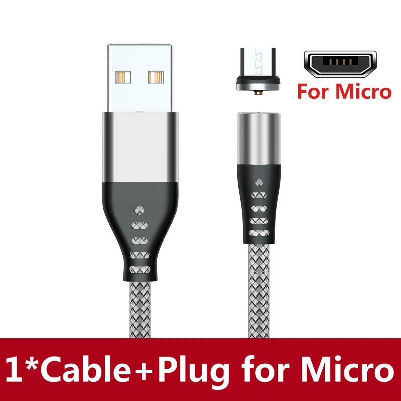 Cable de carga USB magnético AUFU LED, cable USB tipo C para teléfono, cargador magnético para teléfono, micro USB para iPhone 11, 12 Pro Max y Xiaomi