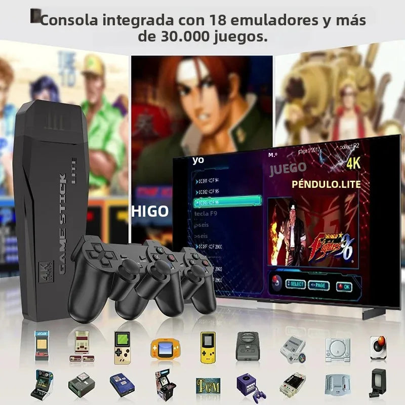 Consola de videojuegos M8 4K TV Game Stick con 20 000+/30 000 juegos integrados, 64 GB, mando inalámbrico retro