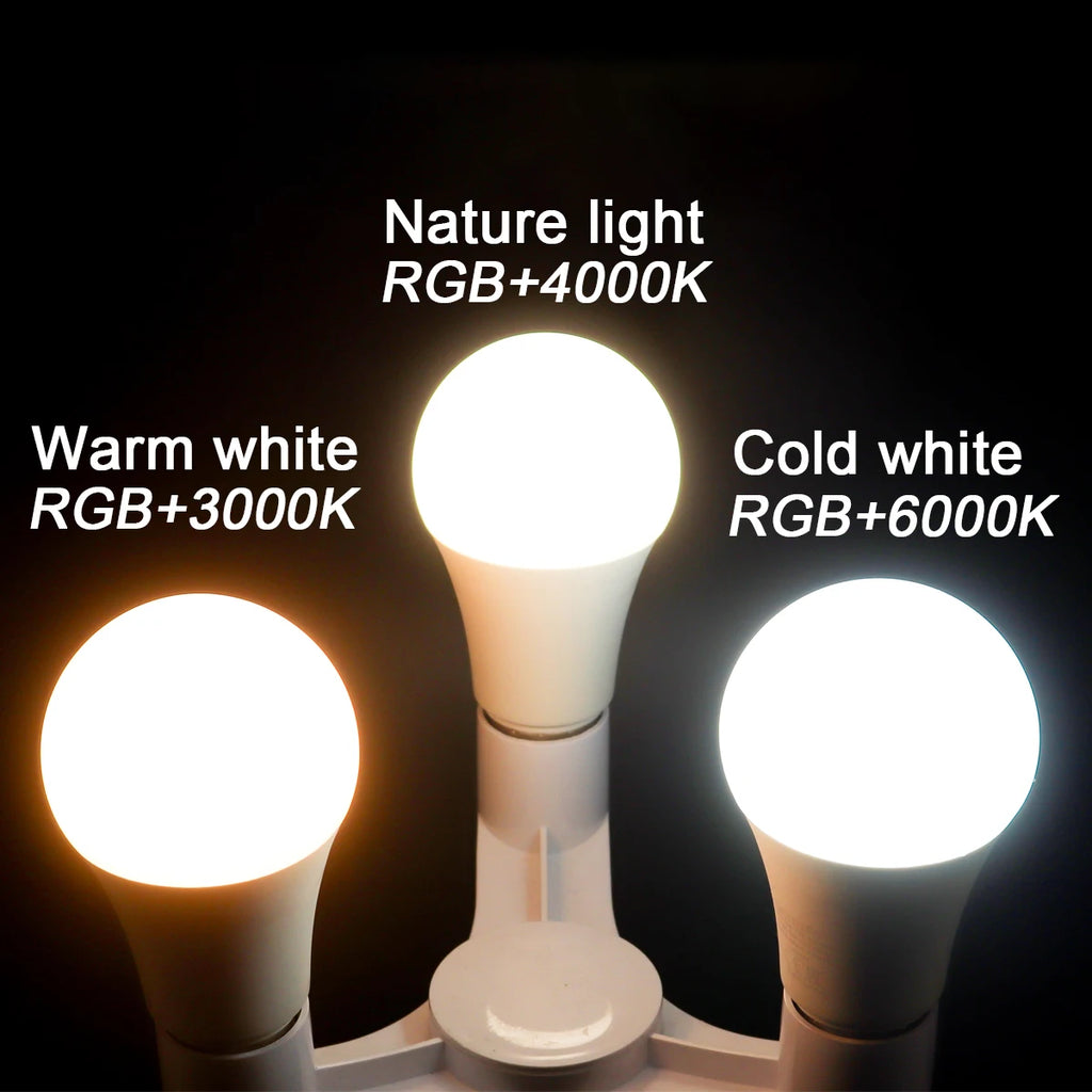 Bombilla LED RGBW inteligente, 1-10 unidades, E27, E14, B22, GU10, con control remoto por infrarrojos, ideal para iluminación colorida del hogar.