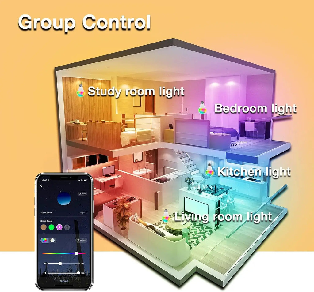 Bombilla LED inteligente de 60 W, reemplaza A19/A60, se conecta a WiFi, se controla con voz o aplicación, se activa con Motion Matter.