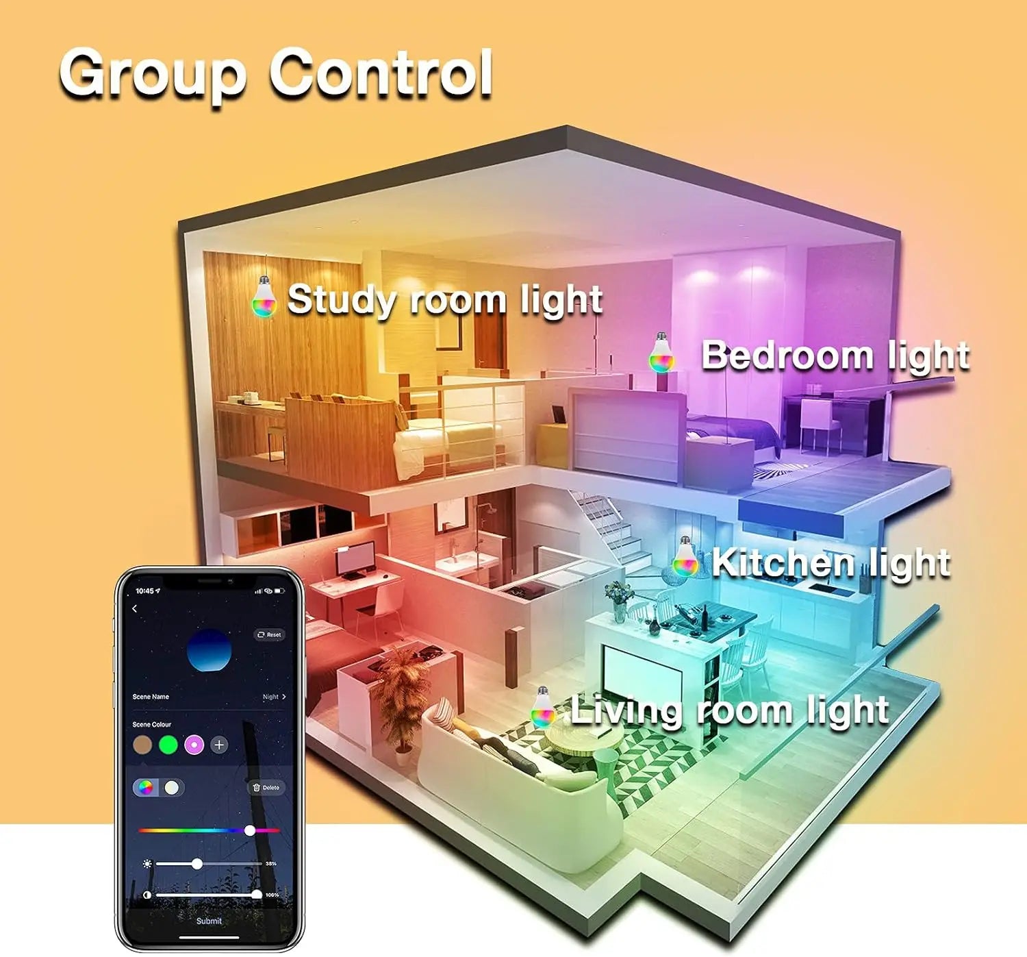 Bombilla LED inteligente de 60 W, reemplaza A19/A60, se conecta a WiFi, se controla con voz o aplicación, se activa con Motion Matter.