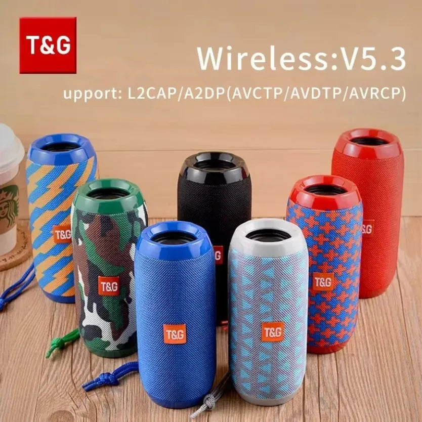 Altavoz portátil Bluetooth TG117 TWS, inalámbrico, de doble bajo, para exteriores, con radio FM, entrada AUX, reproductor de música con tarjeta TF para camping y paseos.