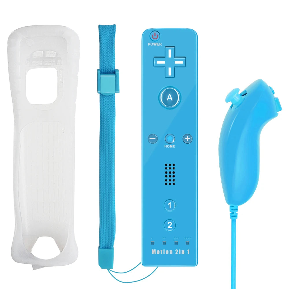 Juego de control 2 en 1 para Nintendo Wii, joystick Motion Plus opcional, control remoto inalámbrico con funda de silicona para videojuegos