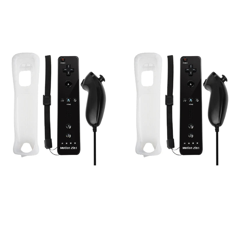 Juego de control 2 en 1 para Nintendo Wii, joystick Motion Plus opcional, control remoto inalámbrico con funda de silicona para videojuegos