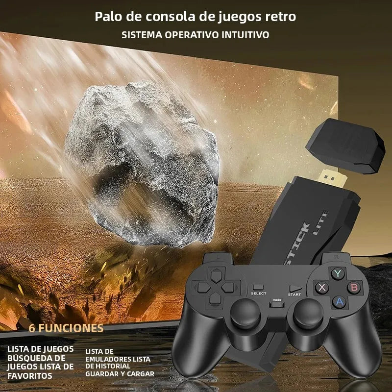 Consola de videojuegos M8 4K TV Game Stick con 20 000+/30 000 juegos integrados, 64 GB, mando inalámbrico retro