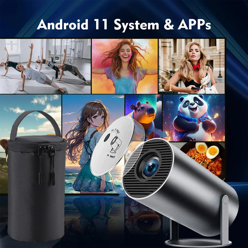 Proyector DITONG HY300 Plus Android 4K 1280*720P Dual Wifi 300ANSI Video Cine al aire libre Portátil hogar hd led HY300 Pro Proyector