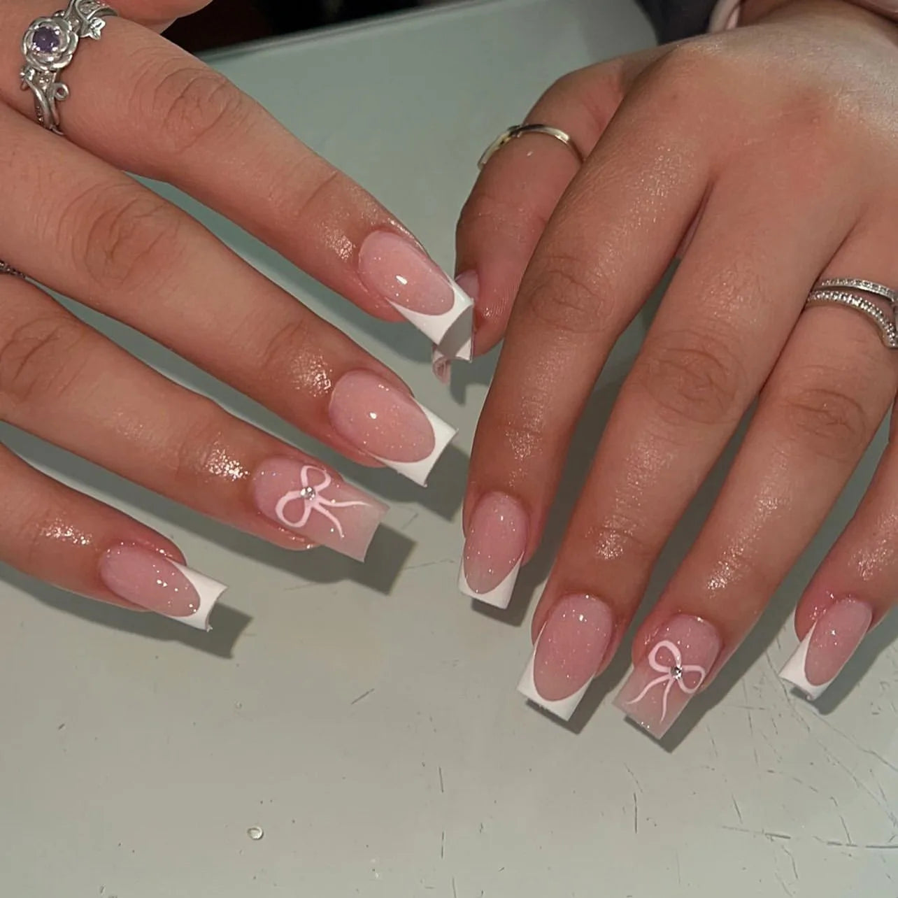 Elegant Pink and White Nails