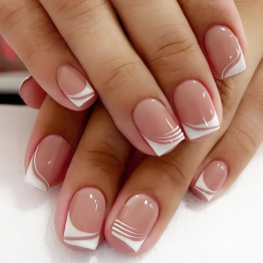 Elegant Pink and White Nails