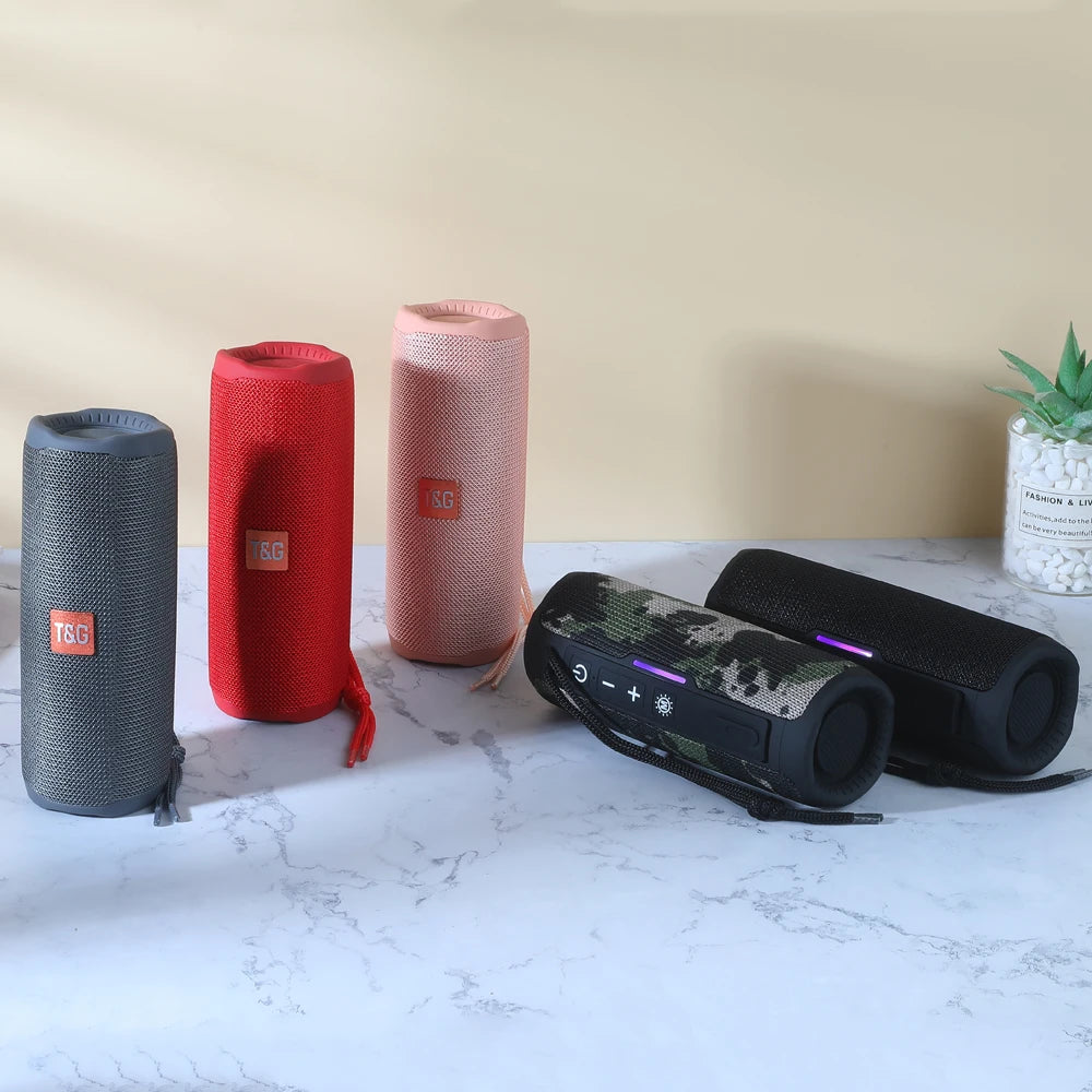 Altavoz portátil Bluetooth TG365, subwoofer inalámbrico LED de doble bajo, resistente al agua, columna para exteriores, radio FM, AUX, BT, TF, reproductor de música