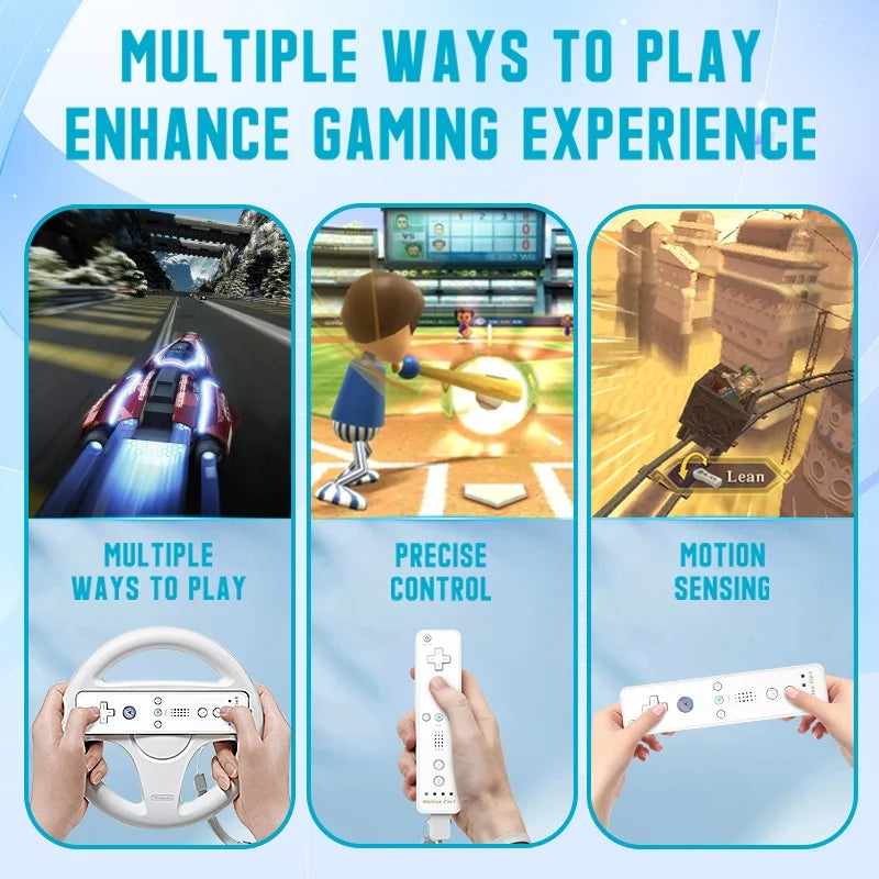 Juego de control 2 en 1 para Nintendo Wii, joystick Motion Plus opcional, control remoto inalámbrico con funda de silicona para videojuegos