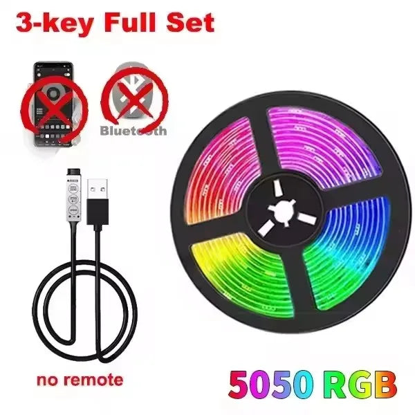 Tira de luces LED USB RGB 5050 SMD de 5 V, con Bluetooth, wifi, control remoto por aplicación, retroiluminación de TV, cinta LED para bodas