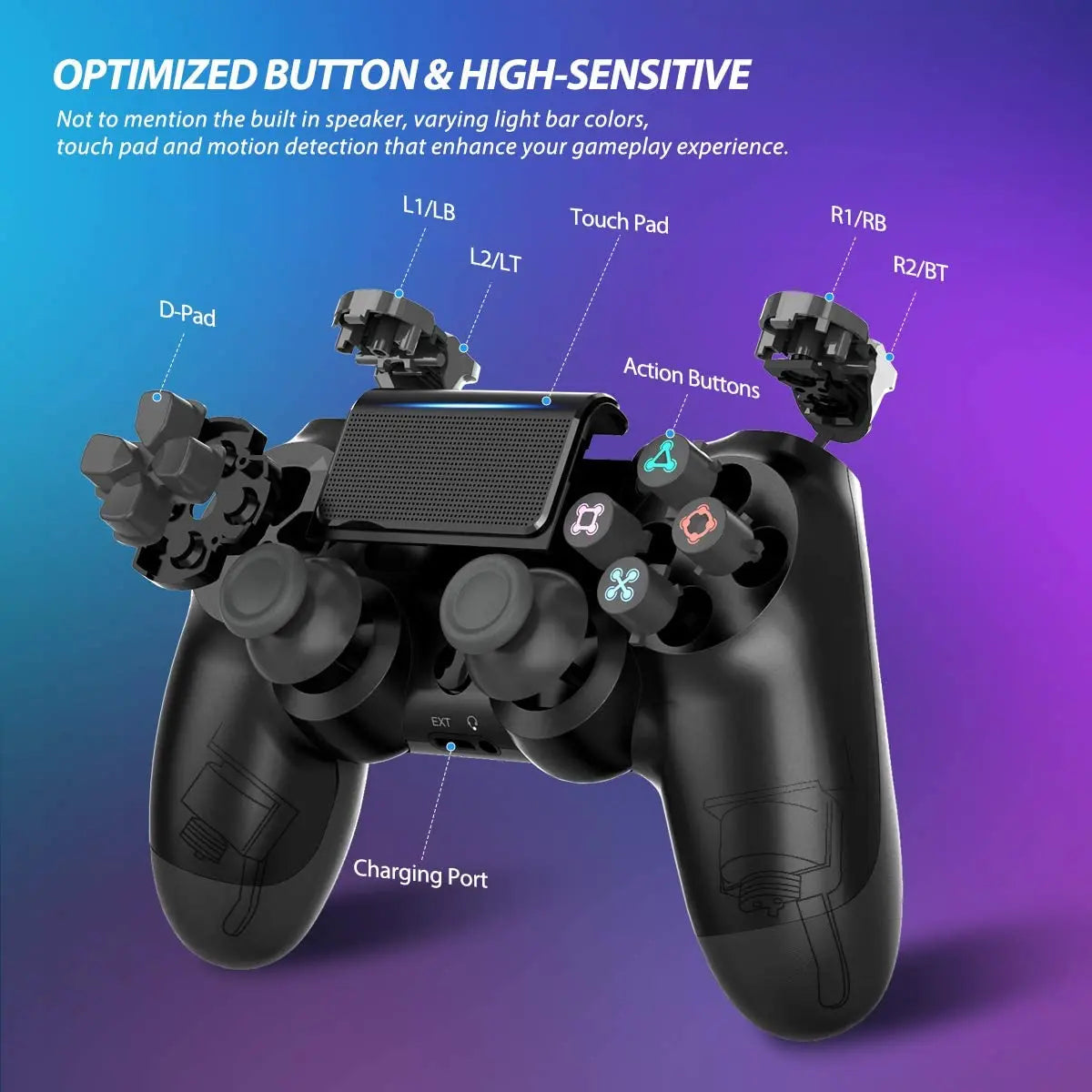 Mando inalámbrico Bluetooth para consola Playstation 4, compatible con PS4, PS3, TV, PC e iOS.