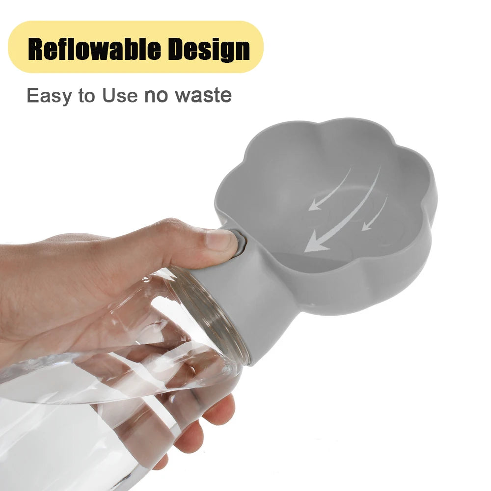 Botella de agua 2 en 1 para perros con recipiente para comida para perros pequeños y grandes, bebedero portátil para exteriores para cachorros y gatos.