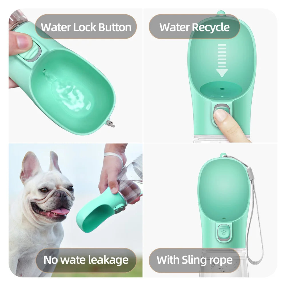 Botella de agua para cachorros, perros pequeños, medianos y grandes, gatos, bebederos portátiles de viaje a prueba de fugas, dispensadores de agua para chihuahuas y pugs.