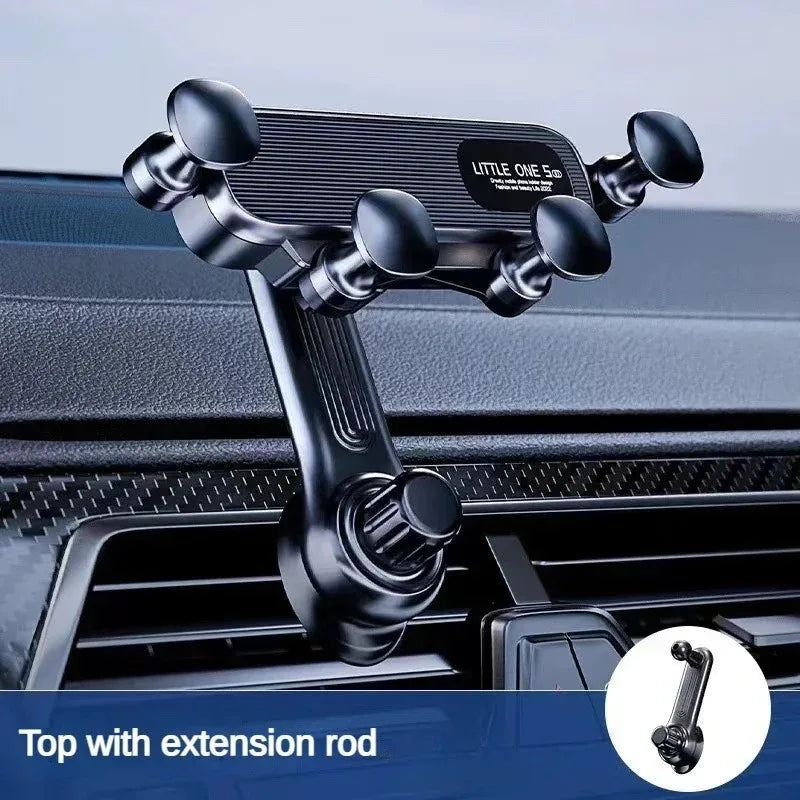 1 soporte para teléfono de coche Gravity: fuerte clip de ventilación para una sujeción segura, soporte ajustable para celular con manos libres.