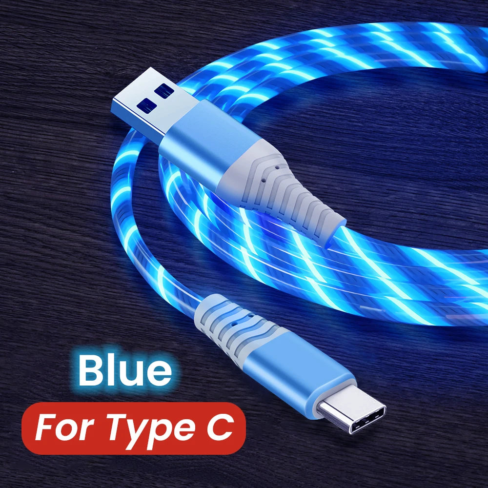 Cable de carga rápida MVQF 5A con luz LED brillante, cable de datos micro USB tipo C, cable de luz LED tipo C para Huawei y Xiaomi.