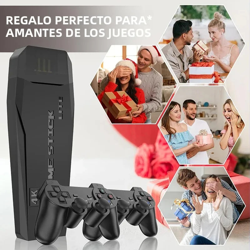 Consola de videojuegos M8 4K TV Game Stick con 20 000+/30 000 juegos integrados, 64 GB, mando inalámbrico retro
