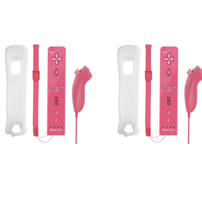 Juego de control 2 en 1 para Nintendo Wii, joystick Motion Plus opcional, control remoto inalámbrico con funda de silicona para videojuegos