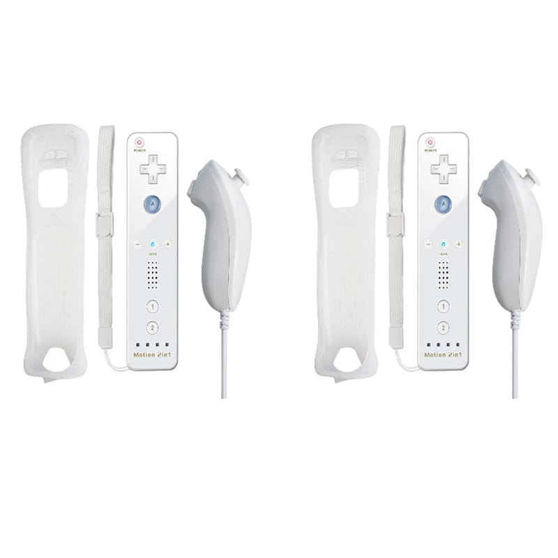 Juego de control 2 en 1 para Nintendo Wii, joystick Motion Plus opcional, control remoto inalámbrico con funda de silicona para videojuegos